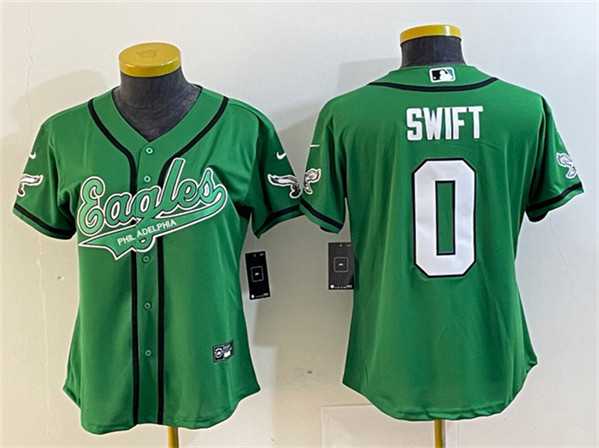 Womens Philadelphia Eagles #0 Dandre Swift Green Cool Base Stitched Baseball Jersey(Run Small)->->Women Jersey